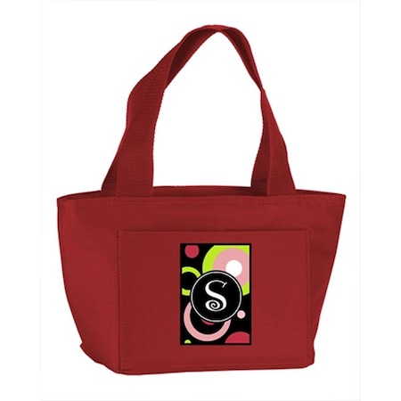 Carolines Treasures Monogram Letter S - Retro in Black Zippered Insulated School Washable and Stylish Lunch Bag Cooler AM1002-S-RD-8808